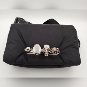 McQueen The Puffy Knuckle Skull Black Belt Bag NWOT